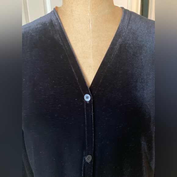DKNY Velvet Stretch Duster Cardigan MED APPROX 41” long buttons Like new - Picture 6 of 8